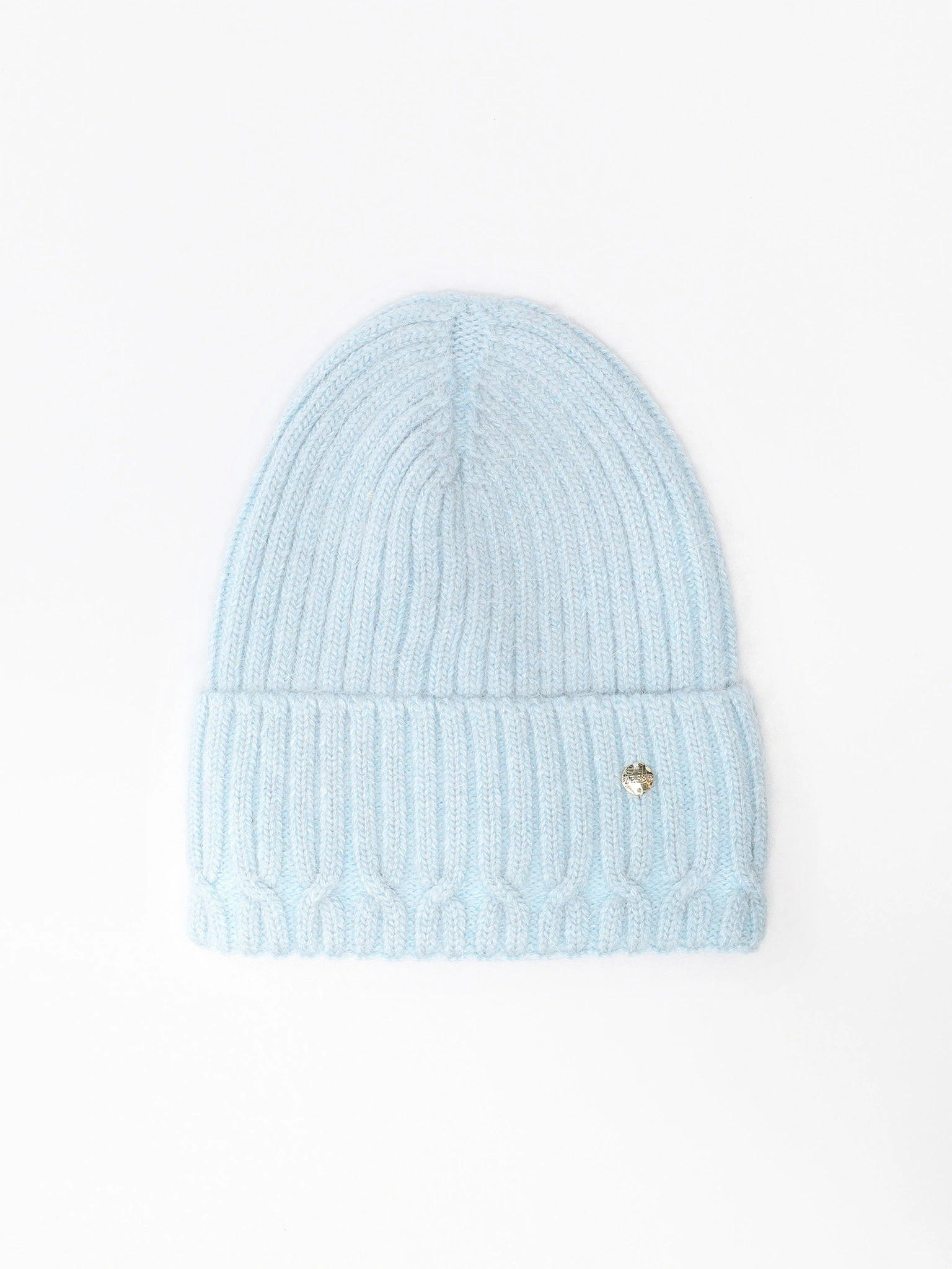 Шапка-бини из ангоры и нейлона с отворотом в ассортименте